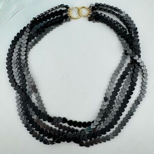 Tiffany & Co. 18k Heart Shaped Hematite and Black Jade Torsade Necklace RARE